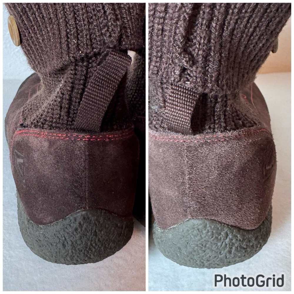 Keen Shay Ankle Boots Womens Size 9.5 Brown Suede Knit Cuff Boho Booties Winter - Picture 5 of 14
